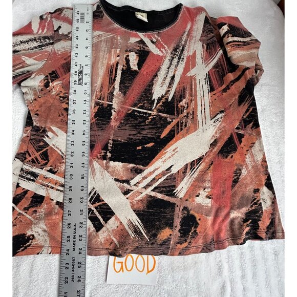 Jess & Jane Womens 1X Fall Brushes Top Abstract Print 100% Cotton Made In USA - Picture 7 of 7